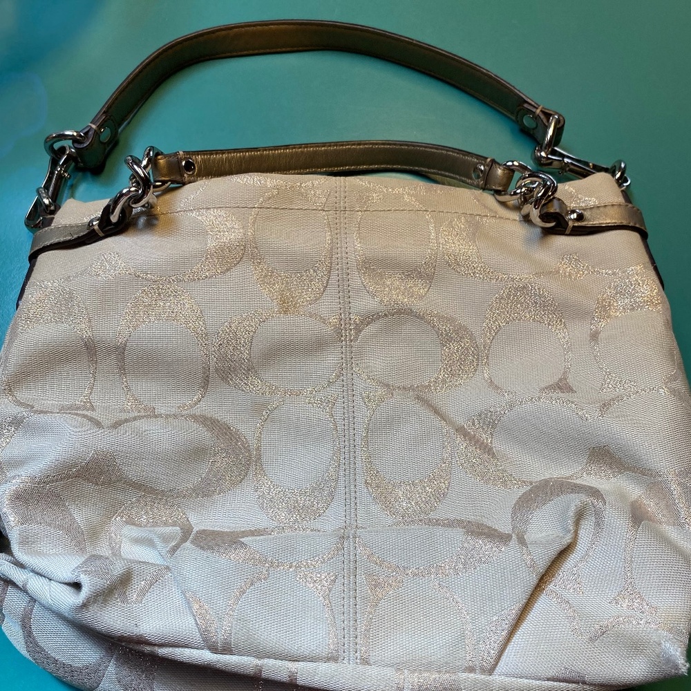 Coach Brooke Signature Sateen Hobo Bag - Metallic Gold Bag - Picture 2 of 5
